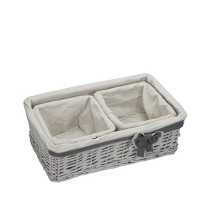 Ensemble de paniers de rangement en osier, 3 pièces, blancs avec doublure grise, pour organiser la chambre et la salle de bain - Product Image 5