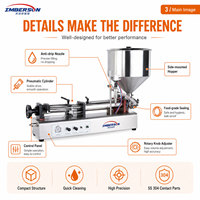 Machine de remplissage horizontale semi-automatique à tête unique pour sauces, grande capacité (50-2500 ml), pour ketchup, pâte de piment, huile, avec piston, pour bouteilles en verre