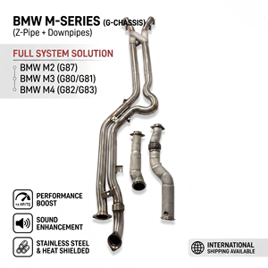 ท่อไอเสีย Vortex SS304 Z-Pipe Midpipe & Heat Shield พร้อมท่อหน้า สำหรับ BMW M2 G87 M3 G80 M4 G82 S58 ชุดระบบไอเสียสำหรับรถแข่ง - Product Image 1