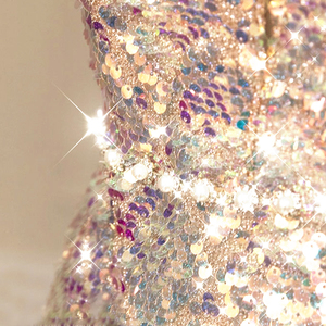 Di lusso con paillettes sirena Sexy abiti da banchetto eleganti formale abiti smerlati abito corto lussuoso abito da sera con Organza