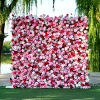 3D Pink Rose Flower Wall Silk Fabric Backdrop Roll up Wedding Party Event Decor