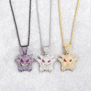 Collar con colgante <span class=keywords><strong>de</strong></span> <span class=keywords><strong>Gengar</strong></span> helado estilo Hip Hop, joyería <span class=keywords><strong>de</strong></span> Zirconia cúbica para hombres y mujeres, <span class=keywords><strong>cadena</strong></span> <span class=keywords><strong>de</strong></span> aleación con accesorios <span class=keywords><strong>de</strong></span> fantasma púrpura - Product Image 5