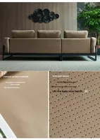 Hochwertiges Echtleder-Sofa, Modernes Konvertierbares Ecksofa-Set, Polstermöbel mit Edelstahlbeinen für Hotels
