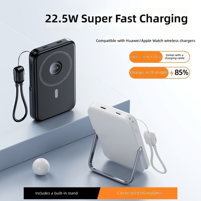 10000mAh Magnetic Power Bank 3 1 Wireless Charger 15W Holder Portable Integrated Type-C for Cables Smart Watch OEM Brand Made