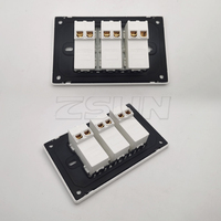Interruptor de pared eléctrico tipo basculante de 3 módulos y 2 vías, estándar estadounidense, ultrafino, negro, nuevo, con tornillos, fabricado en China.