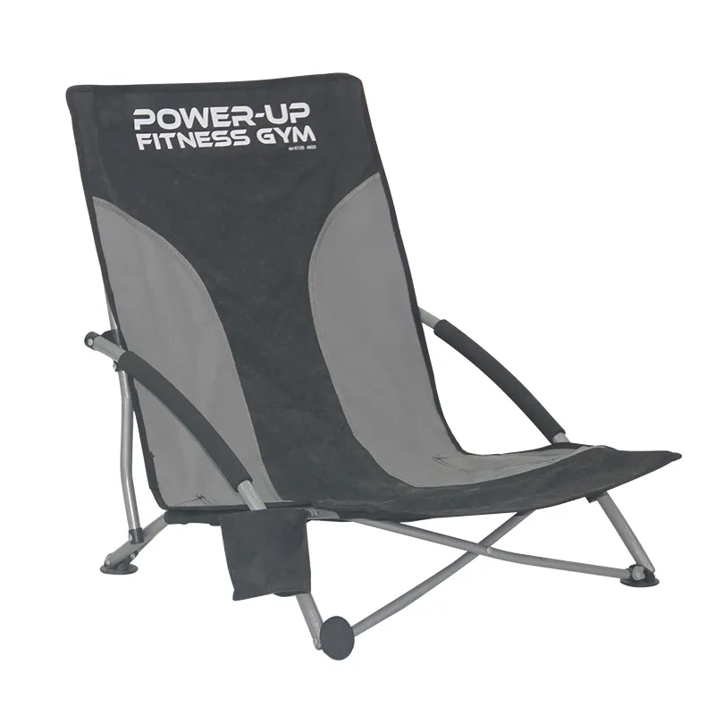 Silla de playa de asiento bajo ligera de tubo de acero portátil de color sólido plegable de moda de alta calidad personalizada