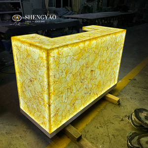 Comptoir de réception en cristal de quartz <span class=keywords><strong>jaune</strong></span> rétroéclairé, pierre semi-précieuse, avec éclairage LED pour entreprise, hôtel, villa - Product Image 3