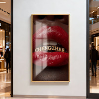 Art mural moderne en verre et cristal avec cadre doré Art Déco, lèvres rouges glamour, pour salon - Vente en gros et personnalisable