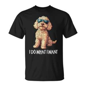 Camiseta con diseño de perro Cockapoo para amantes de las mascotas, diseño de I Do What I Want, para adultos, unisex, cuello redondo, manga corta, impresión digital - Product Image 1