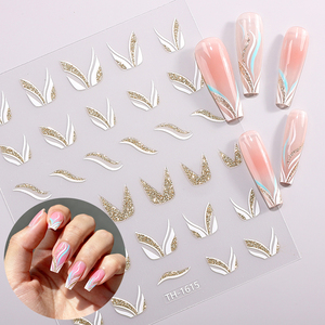 Hiny Glitter Français Lignes Ongles Autocollants Vagues Courbe <span class=keywords><strong>Argent</strong></span>/Or Rayures <span class=keywords><strong>Manucure</strong></span> Stickers <span class=keywords><strong>Manucure</strong></span> Français Ongles Ddecal Décoration - Product Image 5