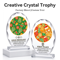 Trophée ovale en cristal à succès, grande surface de gravure, design moderne, pour récompenses annuelles, fêtes de Noël, souvenirs commémoratifs