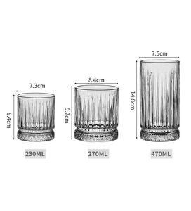 Verre à whisky classique côtelé en borosilicate, découpé à la main, à rayures verticales ondulées, pour jus, eau, bière - Product Image 2