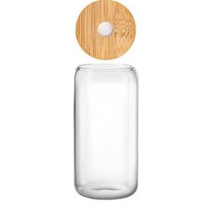 Individuelles Logo 12oz 16oz Borosilikatglas Trinkbecher mit Bambusdeckel und Strohhalm Spülmaschinen- & Mikrowellenfest Moderner Minimalismus-Stil - Product Image 5