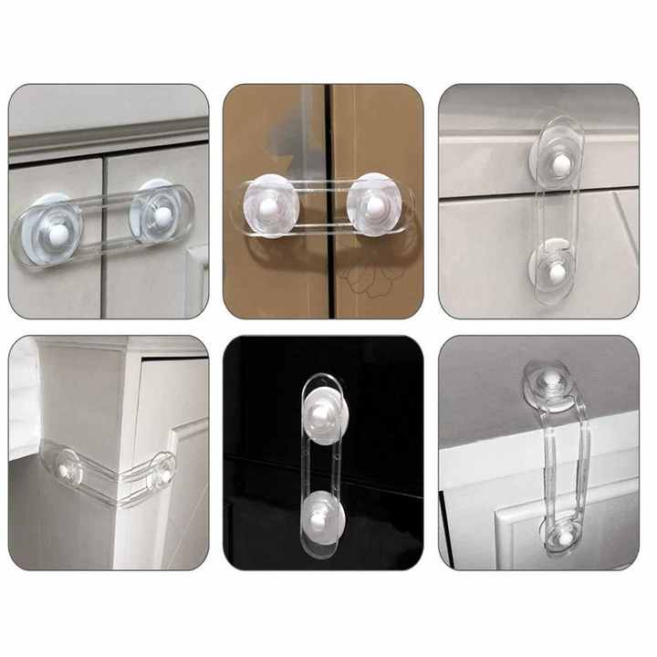 *OUTLET* 2 Pieces Child Safety Locks 120X30mm Door and Drawer Locks with Transparent Double-Sided Adhesive - Home & Garden /