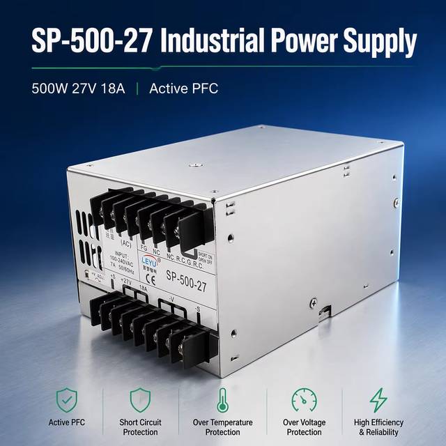 SP-500-27 500W 27V 18A Active PFC Switching Power Supply with Cooling Fan Constant Current Limiting  for Industrial