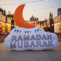 Décoration géante gonflable Lune/Nuage du Ramadan « Ramadan Mubarak » – Accessoire pour promotion de festival/événement de mosquée/fête islamique/fête à thème
