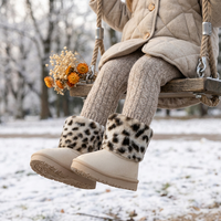 Bottes de neige d'extérieur en daim rose personnalisées pour filles, bottines à imprimé léopard tendance pour enfants avec semelle en TPR