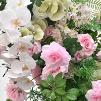 Gapura Bunga Plastik Putih Pink Buatan Tangan Mewah Elegan Latar Belakang Floral Dekorasi Pernikahan Valentine Acara
