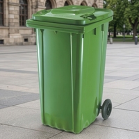 Poubelle roulante de 240 L avec couvercle rabattable, bac à déchets mobile, conteneur à ordures pour l'extérieur, l'école, l'hôpital