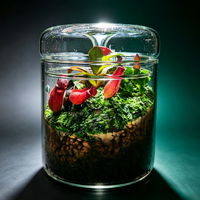 Cadeaux 2026 pour les amateurs de plantes, terrarium de table créatif avec collecteur de rosée, contenants en verre transparent de plusieurs tailles avec couvercle
