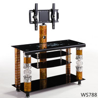 Triángulo moderno de vidrio templado TV Stand Factory Direct para el hogar y la sala de estar Trade Show Display Furniture