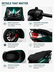 Scooter à essence EURO 5 50CC, 4 temps, refroidissement par air, démarrage électrique, frein à disque avant, frein à tambour arrière, cyclomoteur à essence pour les déplacements des adultes - Product Image 3