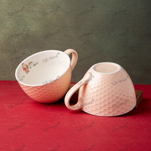 Cuenco de sopa de Navidad de estilo nórdico con logotipo personalizado, cuenco de leche de avena de cerámica barato ecológico a granel con asa apto para microondas - Product Image 3