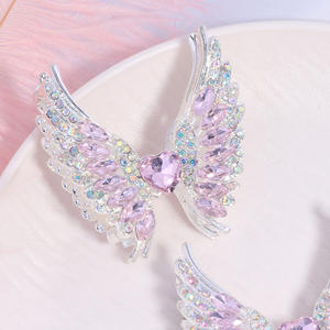 2025 New Arrival 3D Love Wing Pendant <b>Glitter</b> Rhinestone DIY <b>Pen</b> Beads Silver/Gold Plated Colorful Metal Alloy Necklace - Product Image 5
