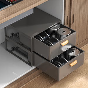 Organisateur de placard coulissant Nana Kitchen à 3 niveaux en acier au carbone, étagère de rangement multifonctionnelle, style moderne et minimaliste - Product Image 3