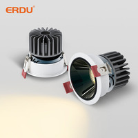 ERDU 7-12W Projecteur anti-éblouissement à intensité variable Corps en aluminium 6000K CCT Effet lumineux de colline à changement de couleur pour bureau à domicile intégré