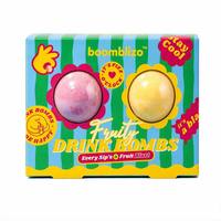 Lot de 2 bombes à boisson fruitées OEM en gros, mélange de paillettes comestibles scintillantes pour cocktails pétillants, duo de saveurs, coffret cadeau pour approvisionnement en gros