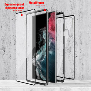 Coque arrière en métal à protection intégrale 360°, en aluminium, double face, verre trempé transparent, étui magnétique pour Samsung S23 S22 <span class=keywords><strong>Ultra</strong></span> - Product Image 5