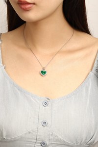 Anster Lab <span class=keywords><strong>Esmeralda</strong></span> cultivada <span class=keywords><strong>con</strong></span> diamantes <span class=keywords><strong>Collar</strong></span> DE BODA chapado en rodio Colgantes clásicos de platino de moda para mujer Estilo de moda - Product Image 4