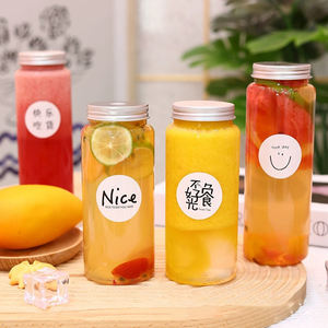 400ml 500ml Vacío Claro 12oz Envases de bebidas Botellas de jugo de plástico con tapas para jugo Batidos Té Leche - Product Image 1