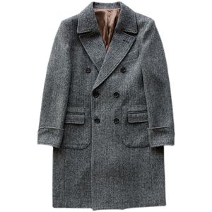 Cappotto Invernale da <span class=keywords><strong>Uomo</strong></span> <span class=keywords><strong>Doppiopetto</strong></span> Medio-Lungo in Velluto a Coste con Risvolto in Lana Stile Tweed Britannico - Product Image 5