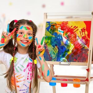 Pinewood ขาตั้งสำหรับเด็กศิลปะสมัยใหม่ที่เรียบง่ายพร้อมการพัฒนาสติปัญญาสำหรับการวาดภาพเด็กวัยหัดเดิน - Product Image 6