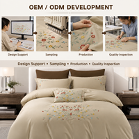 Ensemble de literie brodé sur mesure OEM ODM, housse de couette de luxe, drap, taie d'oreiller, design de logo personnalisé, ensemble de literie pour hôtel et maison