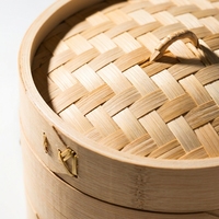 Ensemble de cuiseurs vapeur traditionnels asiatiques écologiques de haute qualité, 100% bambou biologique, capacité de 2 L, 2 étages, couvercle en bambou, compatible gaz et induction