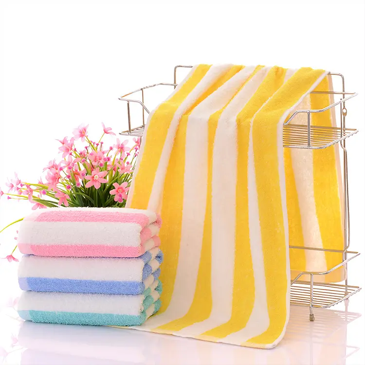 Toalha de banho de tamanho grande com logotipo personalizado, toalha esportiva de algodão de alta qualidade com listras, venda imperdível