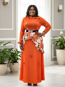 Robe de soirée plissée Miyake à imprimé floral grande taille, coupe ample, style occidental, pour femme, vente en gros - Product Image 3