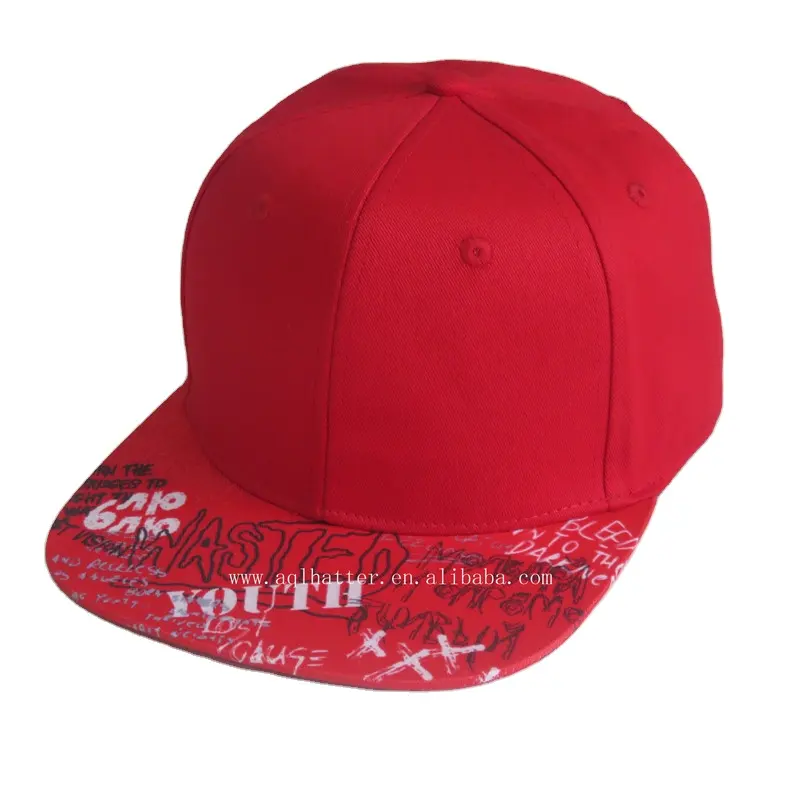 wholesale custom cap snapback red sublimation cap 6 panels flat bill structured sun hat summer hats