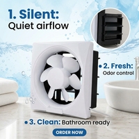 Ventilateur extracteur silencieux DC 12 pouces avec moteur durable, 60 dB de bruit, montage mural pour salle de bain, cuisine, toilettes, ventilation