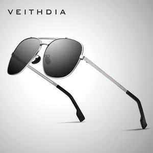 Veithdia Men's Square <b>Frame</b> Polarized Sunglasses Metal UV400 Fashion Outfits - Product Image 2