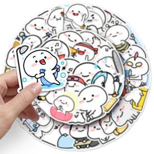 Vente en gros 50 pièces autocollants découpés pour bébé blanc mignon Emojis autocollants étiquettes d'emballage en <span class=keywords><strong>vinyle</strong></span> PVC imperméables auto-adhésives - Product Image 6