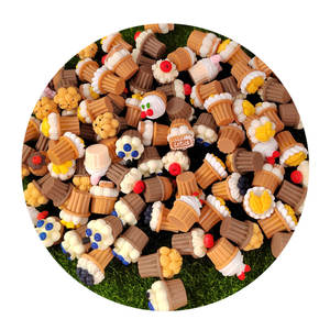 100 قطعة/مجموعة من الراتنج المقلد ثلاثي الأبعاد على شكل كب كيك مصغر، زخارف راتنجية على شكل بسكويت، لوازم فنية مصغرة، للحرف اليدوية وتزيين دمى الحرف اليدوية - Product Image 2