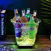 Seau à glace LED en plastique pour promotion commerciale, support pour seau à champagne, refroidisseur de glace pour bar