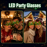Lunettes LED de Noël en gros, lumineuses, vertes clignotantes, accessoires de fête pour événements de Noël