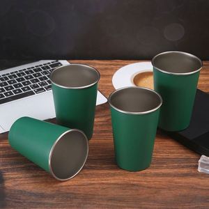 Vaso de Agua Verde de 500 ml de Acero Inoxidable para Exteriores, Vaso Práctico de Una Sola Capa - Product Image 2