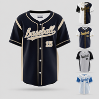 Kaos Jersey Baseball Oversize Custom Streetwear Hip Hop Kancing Depan 100% Poliester Cetak Digital untuk Pria Tim Klub