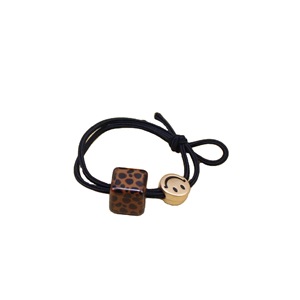 Élastique à cheveux carré imprimé léopard avec motif de visage souriant pour femmes, style coréen décontracté, bande élastique en tissu - Product Image 5